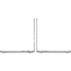 Apple MacBook Pro M3 Max 16,2 inç gümüş laptop, açık ve kapalı yan profilden ince tasarımıyla görünüyor