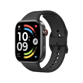 Xiaomi Redmi Watch 6 siyah akıllı saat, renkli ekranı ve silikon kayışıyla önden görünüm