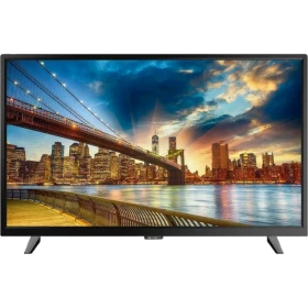 Axen AX32DAL04 HD Ready LED televizyon, siyah çerçeveli ekranında şehir ve köprü manzarasıyla