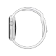 Apple Watch Sport 42 mm akıllı saat, gümüş alüminyum kasa ve beyaz spor kordonuyla yandan görünüm