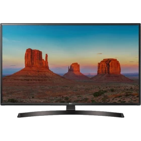 LG 43UK6470PLC Ultra HD 4K LED televizyon, genel siyah çerçeveli ekranında manzara görüntüsü