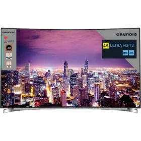 Grundig 55 FLX 9595 SP Ultra HD 4K LED televizyon, şehir manzarası gösteren geniş ekran