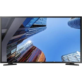 Samsung 49M5000 Full HD LED televizyon, modern şehir manzaralı ekran; genel renk vitrin görünümü