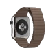 Apple Watch 42 mm gümüş paslanmaz çelik kasa ve açık kahverengi deri Loop akıllı saat