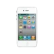 Beyaz Apple iPhone 4S akıllı telefonun önden görünümü, ana ekran uygulama ikonları açık vitrin çekimi