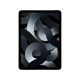 Apple iPad Air 5 Wi‑Fi + Cellular 256 GB gri tablet ekranında soyut tasarım görünüyor