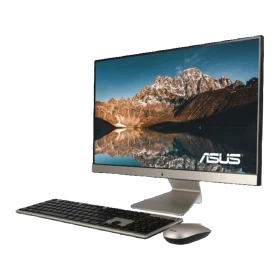 Asus V241EAK-BA041M masaüstü bilgisayar, gümüş renkli monitör, klavye ve fareyle birlikte