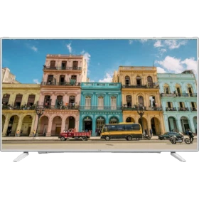 Beko B40L 6760 5W Full HD FHD TV, renkli şehir manzarası gösteren siyah ekranlı televizyon
