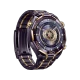 Mor ve altın detaylı Huawei Watch Ultimate Design Royal Gold akıllı saat, metal kordon ve analog kadranla gösteriliyor.