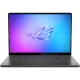 Asus ROG Zephyrus G16 GU605CM-QR063 oyuncu laptopu, koyu gri gövde ve RGB ekran tasarımı önden görünüm.