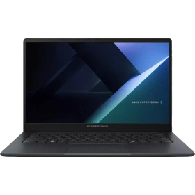 Asus ExpertBook B1 B1403CVA-DI71000B0D-2 koyu gri ultrabook laptop ekranı ve klavyesi önden görünüyor
