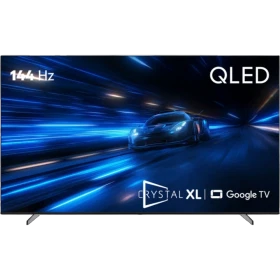 Beko B XL100 C Ultra HD 4K TV, siyah çerçeveli ekranda hızlı bir otomobil sahnesi