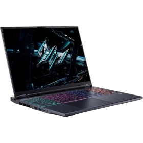 Siyah Acer Predator Helios Neo 16 AI PHN16-73-93N4 oyuncu laptop, RGB klavyeli açık açıdan görünüm