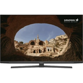 Grundig 55 GEU 9760 A Ultra HD 4K LED televizyon, manzara görüntüsüyle önden görünür.