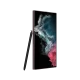Samsung Galaxy S22 Ultra bordo akıllı telefon, kavisli ekran ve S Pen kalem ile önden görünüm