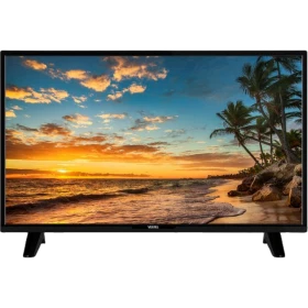 Vestel 32H8300 HD Ready HD TV, siyah çerçeveli LED televizyon ve plaj manzarası gösteren ekran
