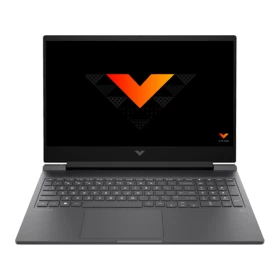 HP Victus Gaming 16-r0006nt 7P632EA BT10 koyu gri oyuncu laptop, V logosu açık ekranlı vitrin görünümü