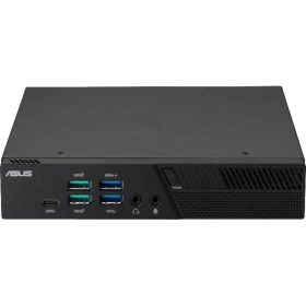 Asus PB60-B3430MV siyah masaüstü bilgisayarın ön paneli ve bağlantı portları