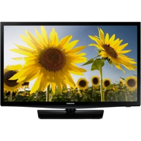 Samsung 32H4000 HD Ready HD TV, genel renkli düz ekran televizyon vitrini, ayçiçek manzaralı canlı ekranı gösterir.