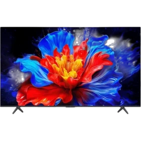TCL 75T8C Ultra HD 4K LED televizyon ekranında kırmızı-mavi çiçek efekti, genel renkli vitrin görünümü