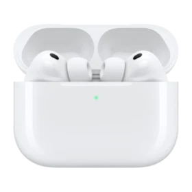 Apple AirPods Pro 3 Tam Kablosuz beyaz kulaklık ve açık şarj kutusu önden görünür