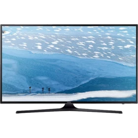 Samsung 70KU7000 Ultra HD 4K LED televizyon vitrin görselinde deniz manzaralı ekran görüntüsü yer alıyor.