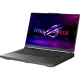 Asus ROG Strix G16 G614JV-N3452 siyah oyuncu laptop ekranında ROG logosu ve RGB oyun teması görülür