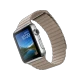 Apple Watch 42 mm gümüş paslanmaz çelik kasa ve taş rengi deri Loop akıllı saat