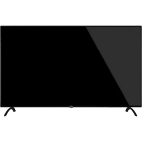 Vestel 49UD9200 Ultra HD 4K siyah LED televizyon, ince çerçeveli ekran ve ayak tasarımıyla önden görünüm