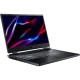 Acer Nitro 5 AN517-55 siyah oyuncu laptop, açık ekranlı ve geniş klavyeli açılı görünüm