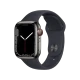 Apple Watch Series 7 Cellular 41 mm siyah paslanmaz çelik kasalı ve spor kordonlu akıllı saat