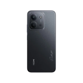 Xiaomi Redmi 15c siyah akıllı telefonun arka yüzü, çift kamera modülü ve flaş detayıyla yakından görünüm