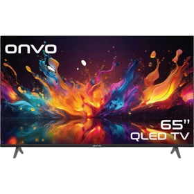 Onvo 65OVF5000AQ Ultra HD 4K QLED LED televizyon, siyah çerçeveli geniş ekran ve renkli görüntü