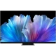 TCL 75C935 Ultra HD 4K LED televizyon; siyah çerçeveli ekranda canlı mavi-mor çiçek deseni.