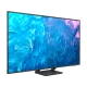 Samsung 75Q70C Ultra HD 4K QLED TV, siyah çerçeveli ekranında canlı mavi renkler gösteriliyor.