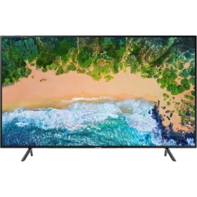 Samsung 43NU7100 Ultra HD 4K LED TV, manzara görüntüsüyle vitrin ürünü, genel renk.