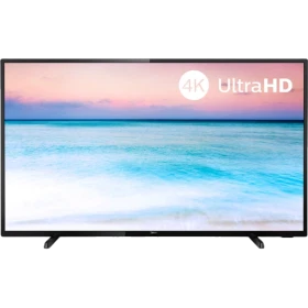 Philips 70PUS6504 Ultra HD 4K LED televizyon; deniz manzaralı ekran ve 4K UltraHD yazısı, genel renk