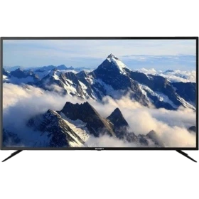 Axen AX50LEDJ405 Full HD FHD LED televizyon, siyah çerçeveli ekranda karlı dağ manzarası gösteriyor