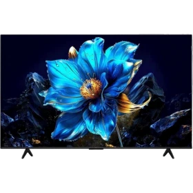 TCL 75P7K Ultra HD 4K LED televizyon ekranında mavi çiçek ve su temalı içerik gösterimi