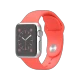 Apple Watch 38 mm gümüş renkli alüminyum kasalı, pembe spor kordonlu akıllı saat