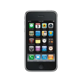 Siyah Apple iPhone 3GS akıllı telefonun ön yüzü, ana ekran uygulama ikonlarıyla vitrin çekimi