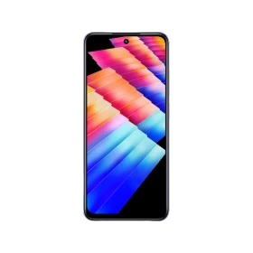 Infinix Hot 30 Play NFC siyah akıllı telefon, önden ekran görünümü ve merkezde selfie kamerası