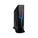 MSI Trident X Plus 9SF-655EU siyah masaüstü bilgisayar, RGB aydınlatmalı kompakt kasa tasarımıyla önden görünüm