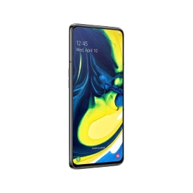 Samsung Galaxy A80 siyah akıllı telefon, önden görünüm, geniş ekran ve ince çerçeveli tasarım