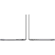 Apple MacBook Pro M2 Pro 14.2 inç gri laptop, ince yan profil ve bağlantı portlarıyla açık konumda