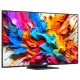 LG 75QNED9MA6B Ultra HD 4K QNED televizyon; canlı renkli soyut sahne ekran görüntüsü, genel siyah tasarım