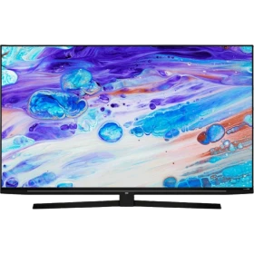 Beko B65 B 975 A Ultra HD 4K TV, siyah çerçeveli ekranında renkli soyut görüntüyle önden görünüm