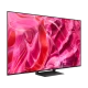 Samsung 77S90C Ultra HD 4K OLED televizyon; pembe soyut ekran tasarımı, genel renk.