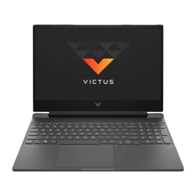 HP Victus Gaming 15-fb3705nta39 B9KM2EAA39 koyu gri oyuncu laptop açık ekranlı ön görünüm.