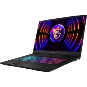 MSI Katana 17 B12VEK-083XTR siyah oyuncu laptop, RGB aydınlatmalı klavye ve Ejderha temalı ekran görünüyor